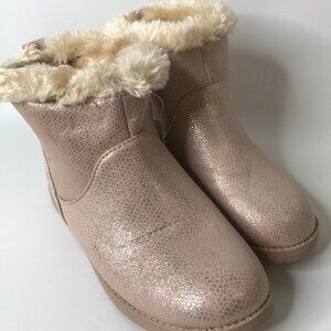 New Girl's Cat & Jack Rose Gold Georgeina Faux Fur Lined Boots Size 3